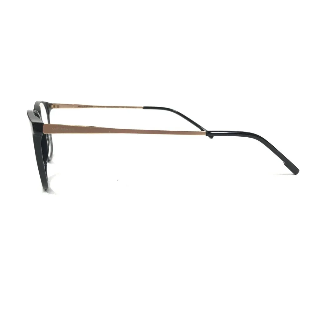 Moleskine Eyeglasses Frames MO1104 00 Black Gold Square Full Thin Rim 52-15-145